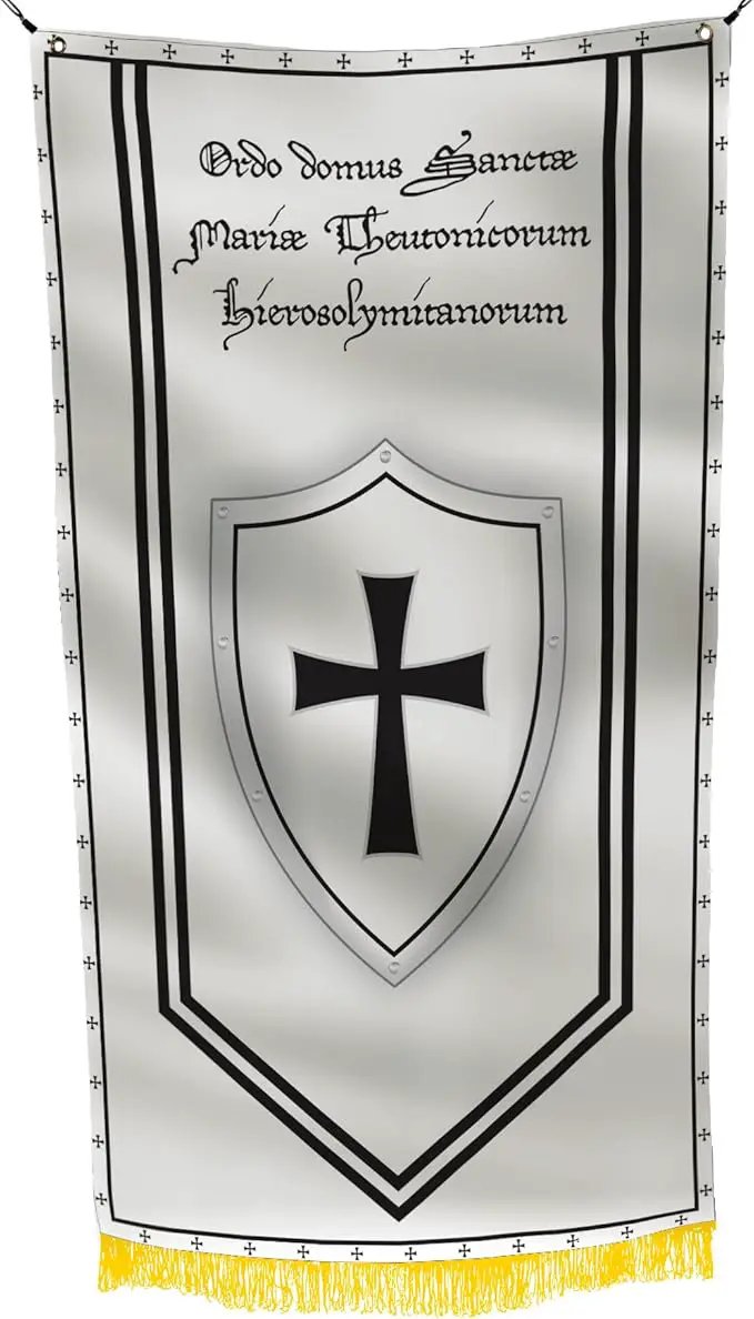 The Order of Brother of the German House of Saint Mary Jerusalem Teutonic Order 3x5" Flag Banner- Religious & Military Nature, Teutonic State in Prussia, Christian Humanitarian & Cultural Organization by GreenHaven Gardens