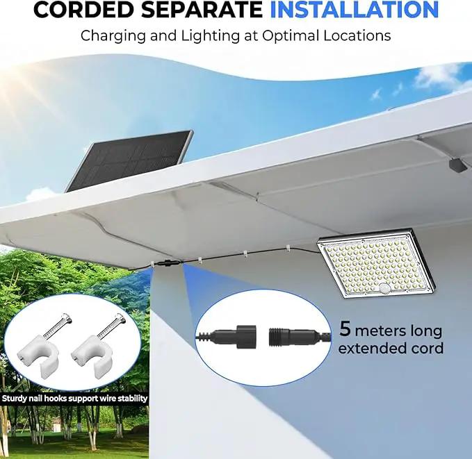 113 LED Motion Senser Outdoor Lights with 9000k Cool White Light, IP65 Waterproof, 5M Wire- Outdoor Solar Lights for Yard, Patio, Porch, Wall, and Garden, Comes with 2 Year Warranty. by GreenHaven Gardens