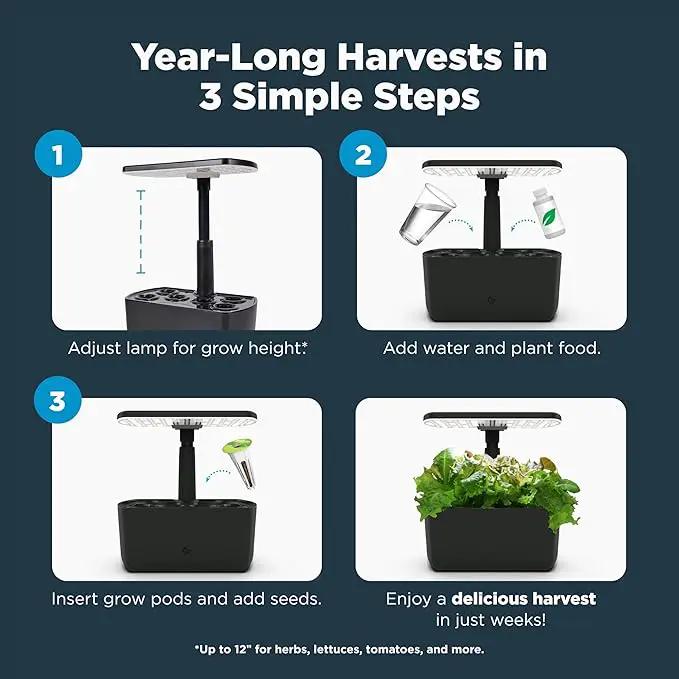 AeroGarden Harvest 2.0, Indoor Garden Hydroponic System with LED Grow Light, Holds up to 6 AeroGarden Pods, Charcoal by GreenHaven Gardens