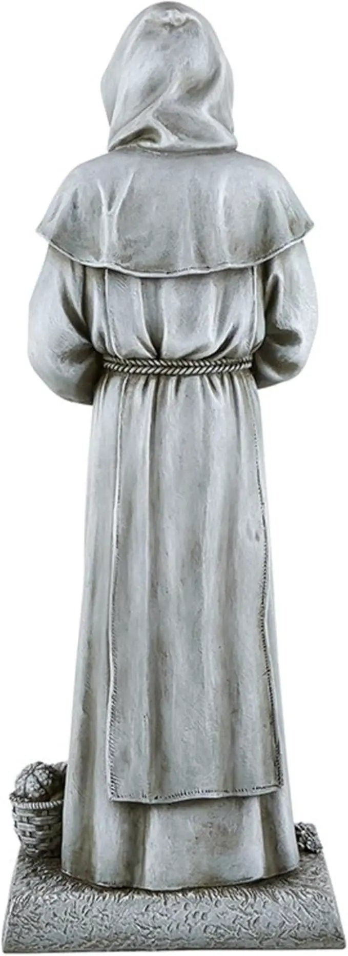 Garden Statue - Stone-Resin Saint Fiacre Indoor/Outdoor Catholic Sculpture, 24" Tall by GreenHaven Gardens