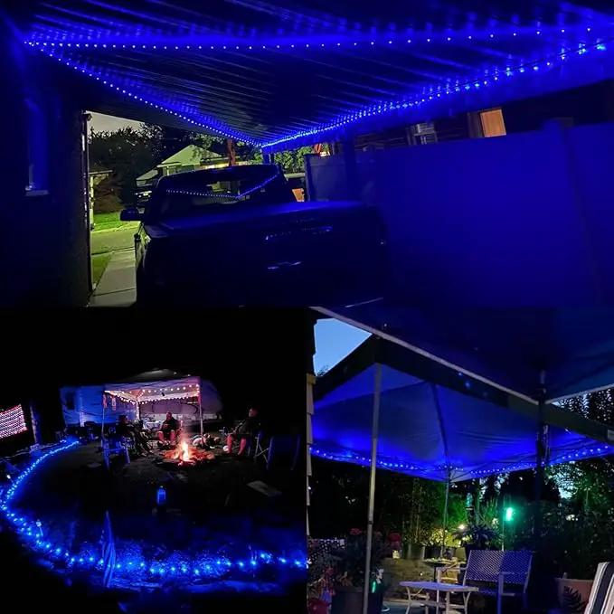 QITONG 4 Pack Solar Fairy Lights Blue, Each 33ft 100 LED String Lights Outdoor Waterproof, 8 Modes Blue Solar Lights for Outside Tree Garden Pool Wedding Party Christmas by GreenHaven Gardens