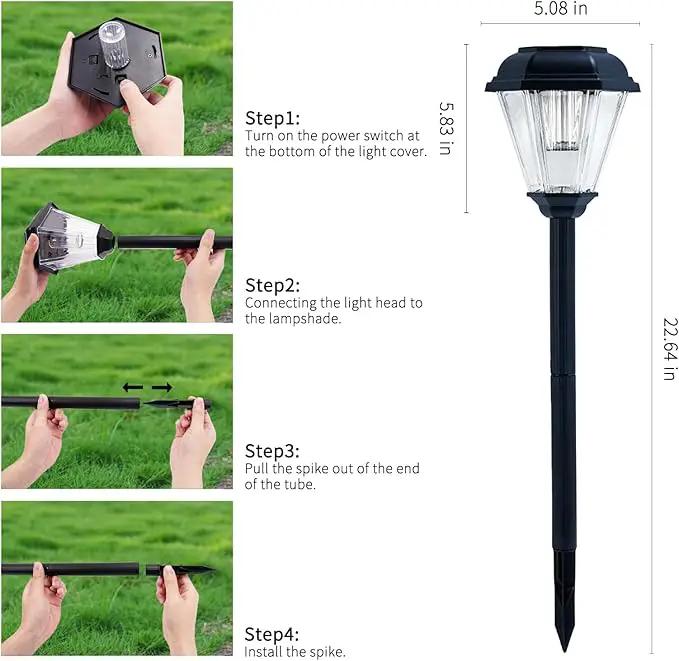 Solar Pathway Lights Outdoor 4 Pack, Upgraded 1000mAh Battery Up to 12Hrs, Solar Lights Outdoor Waterproof IP65, Warm White Landscape Light for Garden by GreenHaven Gardens