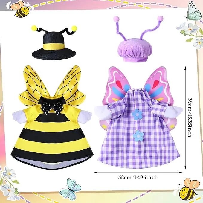 Frienda 2 Set Porch Goose Outfits Clothes 23 Inch Garden Raincoat Flag Bee Fishing Style Goose Costume for Lawn Patio Valentine's Day Decor by GreenHaven Gardens