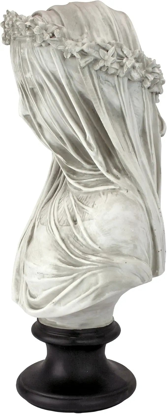 Design Toscano Veiled Maiden Indoor Bust Statue, 9 Inch Wide, 14 Inch Tall, Cast Stone Resin, Antiqued White Finish with a Black Painted Base by GreenHaven Gardens