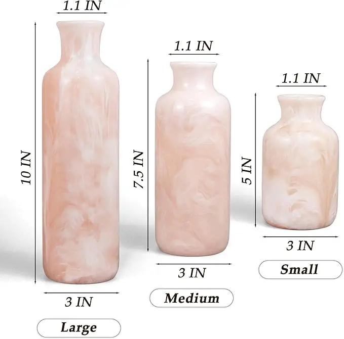 Resin 3 Piece Vase Set, Farmhouse Decor, Home Decorative Vase, Vases for Your Kitchen, Bedroom, Office, Living Room, Bathroom, & Shelf Centerpiece Table Decorations, Pink by GreenHaven Gardens