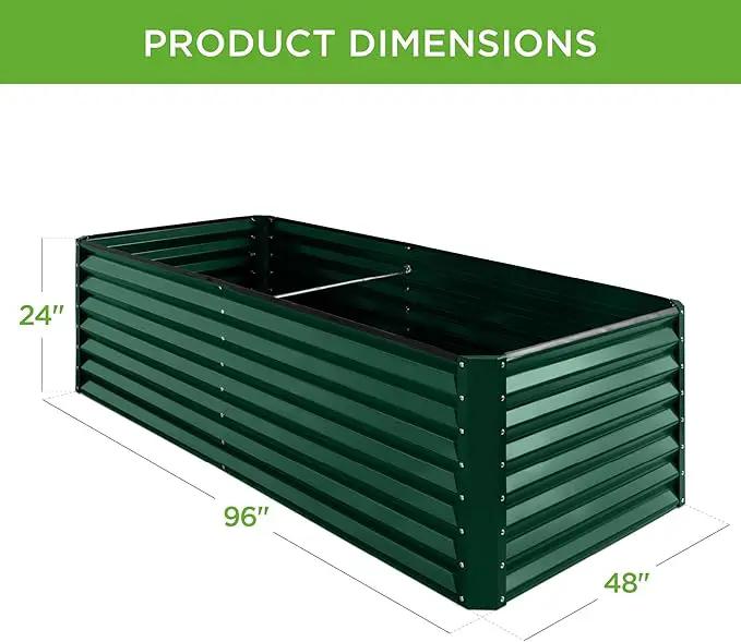 Best Choice Products 8x4x2ft Outdoor Metal Raised Garden Bed, Deep Root Planter Box for Vegetables, Flowers, Herbs, and Succulents w/ 478 Gallon Capacity - Dark Green by GreenHaven Gardens