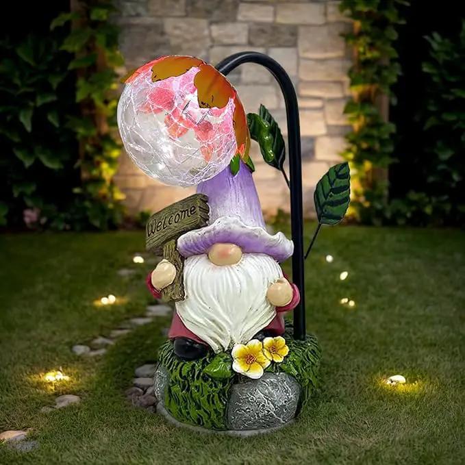 Garden Gnomes Outdoor Statue with Solar Lights Welcome Gnome Home Garden Decor Mom Gifts for Yard Patio Home Garden by GreenHaven Gardens