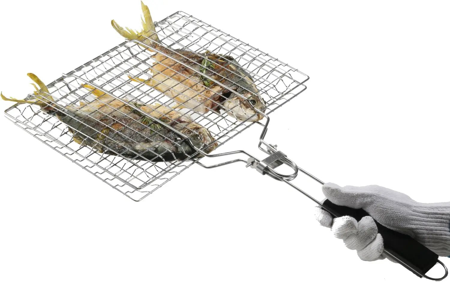 Shallow Grill Basket Fish Grill Basket, Fish Grilling Basket BBQ Fish Grill Baskets for Outdoor Grill,Grill Basket with Removable Handle. Perfect for Grilling Fish Fillets by GreenHaven Gardens