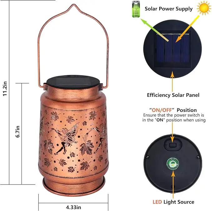 Solar Fairy Lanterns Outdoor Hanging Maple Leaf Decor Lantern,Waterproof Hollow Out Metal Decorative Garden Light,Graceful Decoration for Patio,Yard,Landscape,Walkway,Festival by GreenHaven Gardens