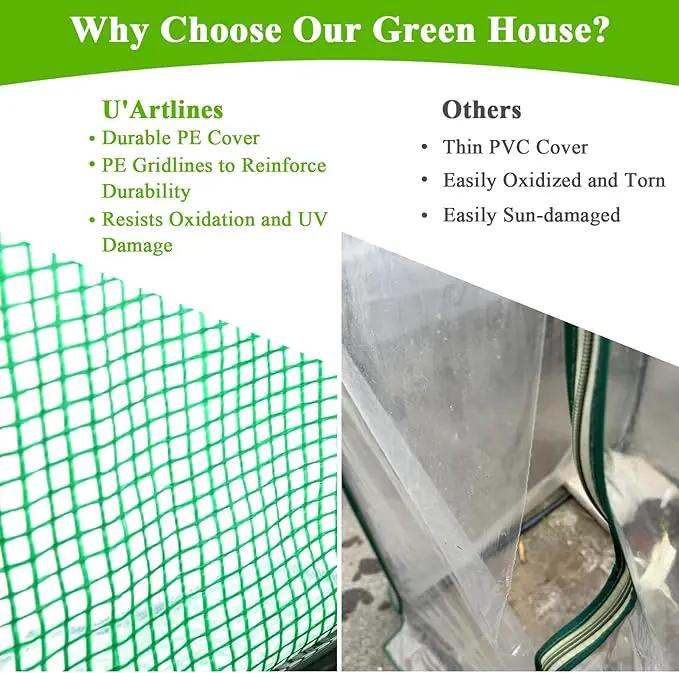 U'Artlines Portable Mini Greenhouse Small Green House with Waterproof Pad 36x18x33 Inch Plant Cover Tent for Garden Small Plants Indoor Outdoor, Green PE by GreenHaven Gardens