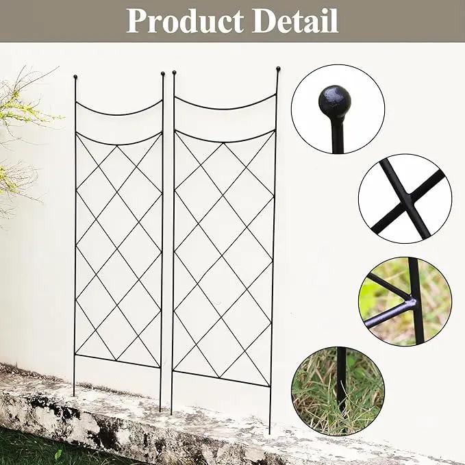45.3" H x 15" W Metal Garden Trellis for Climbing Plants, Black Iron Trellis for Vines Plant Rose Vegetable Support,Large Decorative Outdoor Trellis，2 Pack by GreenHaven Gardens