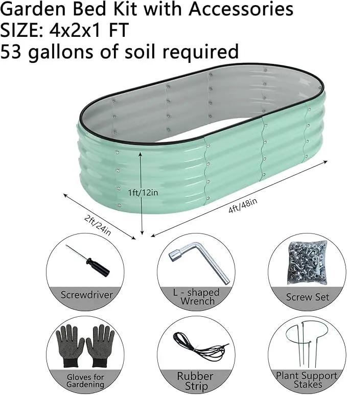 Galvanized Metal Planter Raised Garden Bed Kit for Gardening Outdoor，4x2x1ft 2 Planter Grow Garden Box Raised Flower Bed，Long Vegetable Clearance Herb Raised Garden Beds for Container Gardening by GreenHaven Gardens