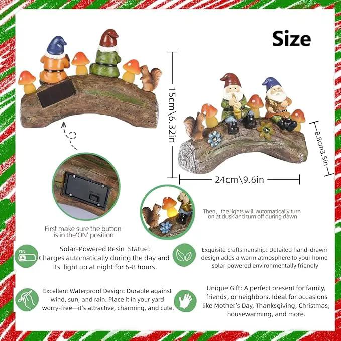 Funny Garden Gnome Statue Solar Powered Mushroom Figurine with Squirrel Gnome Durable Resin Outdoor Decoration for Patio Yard Lawn Ornament Housewarming Gift by GreenHaven Gardens