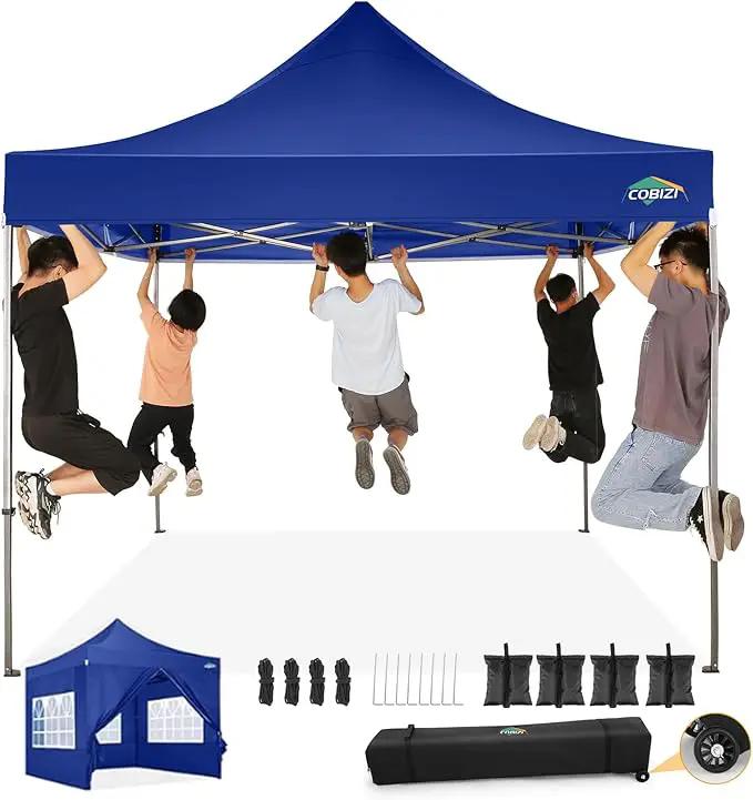 COBIZI 10x10 Ez Pop Up Canopy Tent with 4 sidewalls Heavy Duty Canopy UPF 50+, 100% Waterproof Outdoor Canopy Wedding Tents for Parties Instant Portable Gazebo with Roller Bag, Navy Blue by GreenHaven Gardens