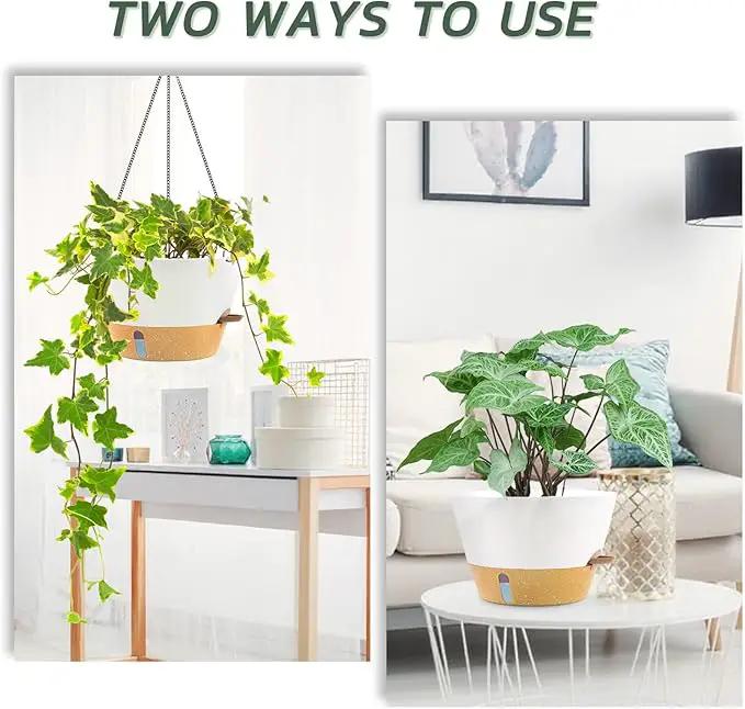 ZMTECH Hanging Planters for Indoor Plants Set of 2 Self Watering Hanging Pots Hanging Baskets Hanging Flower Pots for Outdoor Hanging Plants(8 Inch, White) by GreenHaven Gardens