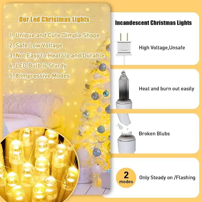 JMEXSUSS Connectable Warm White String Lights Indoor Bedroom, 8 Modes Christmas String Light Plug in Classroom Lights, 33ft 100 LED Fairy Twinkle Light Outdoor for Classroom Christmas Tree Decor by GreenHaven Gardens