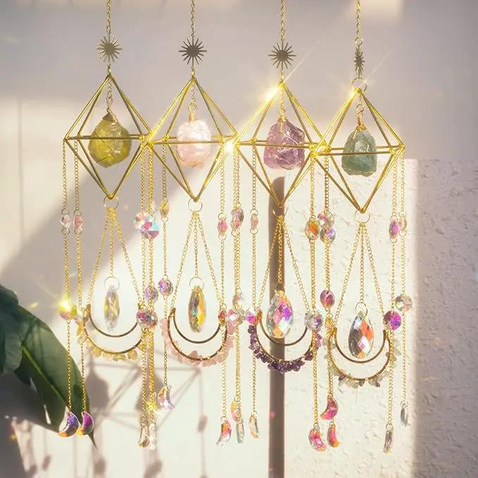 Suncatcher Amethyst Crystal Boho Decor, Spiritual, Purple Gemstone Sun Catcher Hanging for Windows, Rainbow Maker, Crystal Boho Hanging, Natural Stone (Amethsyt) by GreenHaven Gardens