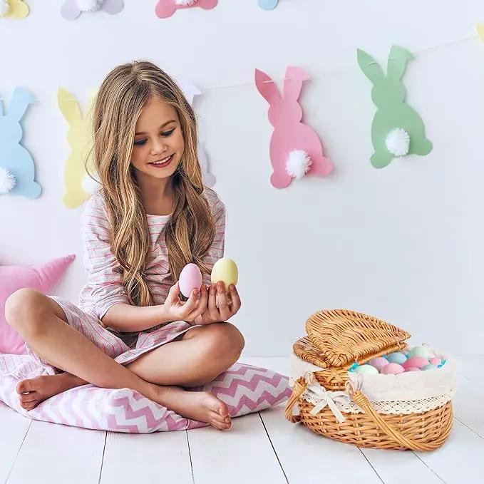 Happypicnic 12" Picnic Basket - Small Wicker Basket with Foldable Handle Lid & Removable Liner | Cute Picnic Basket Toy Empty for Kids, Gift, Halloween, Christmas, Valentines, Easter, Birthday, Solid by GreenHaven Gardens