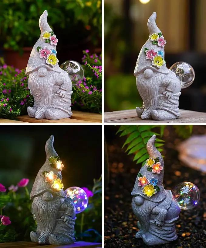 Nacome Solar Funny Gnome Statue for Garden: Outside Decor with Blow Bubbles Ball Lights Clearance for Yard Art Lawn Ornaments Porch Patio Balcony - Birthday Gifts for Grandma Mom Women by GreenHaven Gardens