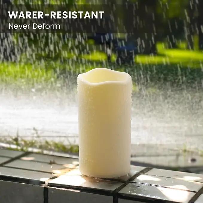 Waterproof Flameless Remote Control Candles 12PACK（D3''*H5.5''） Battery Operated Flickering LED Pillar Candle，plastic with 10-Key 24Hours Timer for Outdoor/Indoor Party Garden Lanterns Porch Ivory by GreenHaven Gardens