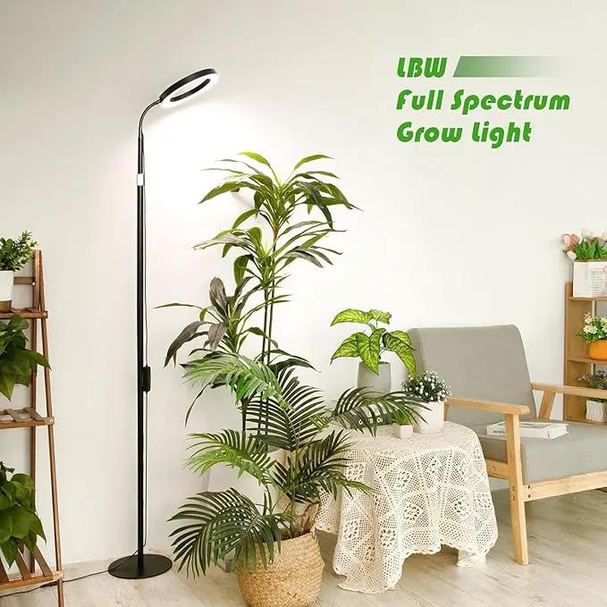 LBW Grow Lights for Indoor Plants with Stand Full Spectrum, Floor Plant Lights for Indoor Growing, 108 LEDs Standing Plant Lamp, 4/8/12H Auto Timer, 6 Brightness, Height Adjustable,7.8 Diameter by GreenHaven Gardens