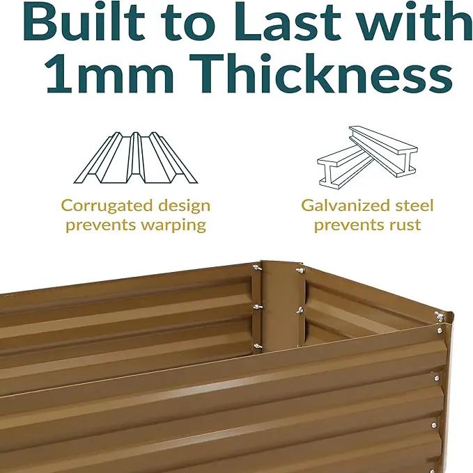 Sunnydaze 11.75" H Raised Metal Garden Bed - Galvanized Raised Garden Bed Outdoor for Vegetables and Flowers - Brown - 4' x 2' Rectangle by GreenHaven Gardens