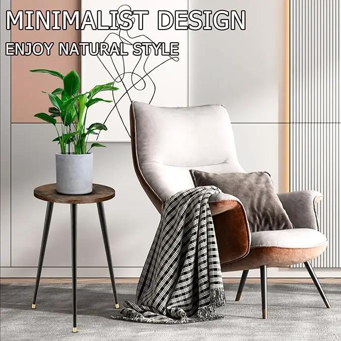 Tall Plant Stand Indoor, Mid Century Wood Plant Stand Plant Table for Flower Pots, Heavy Duty Metal Plant Holder, Modern Home Decor Small Round Side End Table (11.8"x20") by GreenHaven Gardens