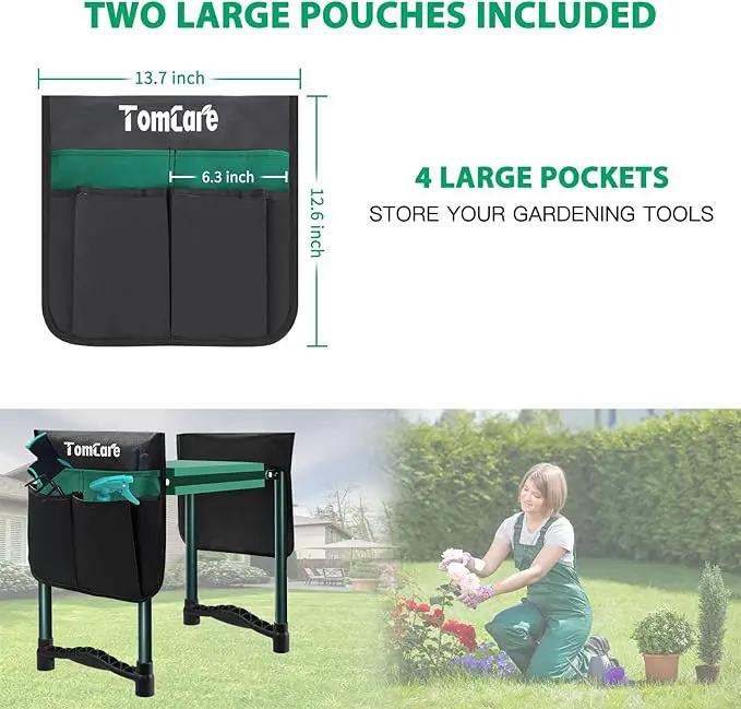 TomCare Garden Kneeler and Seat 10.64” Wider Larger Soft Kneeling Pad Garden Bench with 2 Large Tool Pouches Heavy Duty Garden Stool Foldable Tools Gardening Gifts for Women Men Gardeners by GreenHaven Gardens