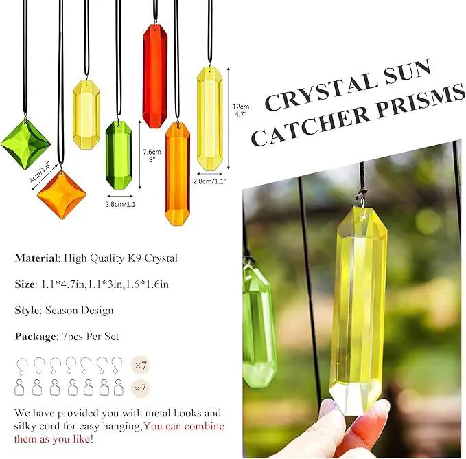 HDCRYSTALGIFTS 7PCS Sun Catchers Crystals Hanging Ornament,Christmas Decorations,Rainbow Prisms Hanging Crystals for Window Indoor Garden Decor (Season Design) by GreenHaven Gardens