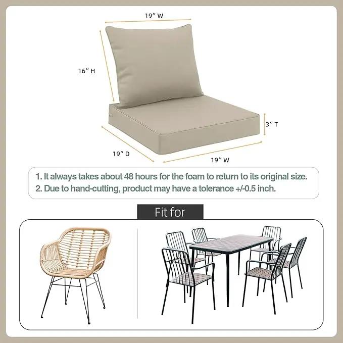 Favoyard Outdoor Seat Cushion Set 19 x 19 Inch Waterproof & Fade Resistant Patio Furniture Cushions with Removable Cover Deep Seat & Back Cushion with Handle and Adjustable Straps for Chair Sofa Couch by GreenHaven Gardens