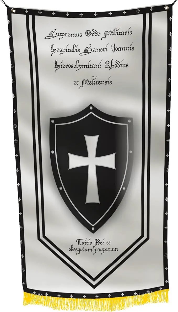 Sovereign Military Hospitaller Order of Saint John of Jerusalem 3x5 Feet Flag - Saint John of Jerusalem & Rhodes Design, Historical Saint John of Jerusalem Coat of Arms, Polyester with Grommets by GreenHaven Gardens