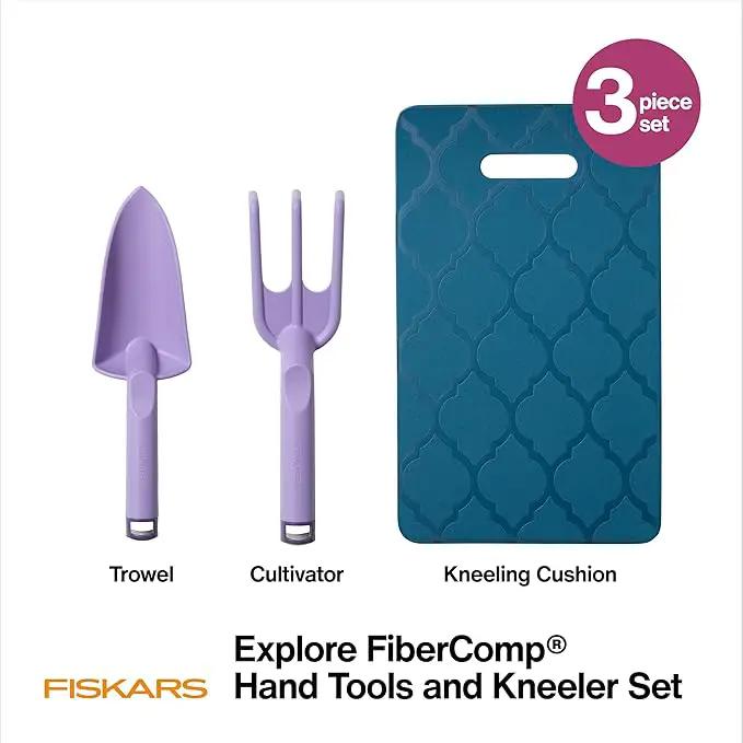 Fiskars Knee Pad, Trowel, and Cultivator Set, Explore Collection by GreenHaven Gardens