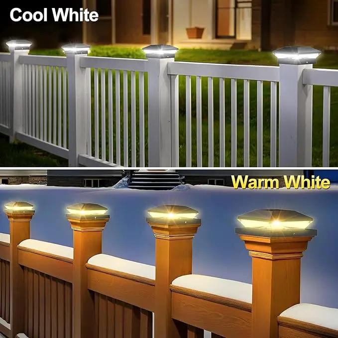 T-SUN Solar Post Cap Lights for 4x4/5x5/6x6 Posts (Wooden/Vinyl) | Waterproof Outdoor Solar Post Lights with Dual-Color Modes | Fence, Deck, Porch & Garden Lighting (6-Pack, Black) by GreenHaven Gardens