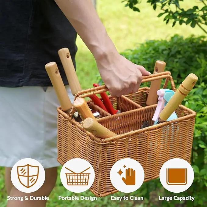 SOLIGT Garden Tools Set with Basket, Heavy Duty Stainless Steel Gardening Hand Tool with Wood Handle, Pruning Shears, Gloves - Perfect Gardening Gifts Planting Supplies for Women Men by GreenHaven Gardens