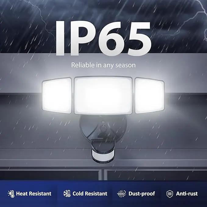 Onforu 65W LED Security Lights Motion Sensor Light Outdoor, 6500LM, 6500K, IP65 Waterproof, Flood Light Outdoor Motion Detector with Adjustable 3 Head, Hardwired Wall Light for Entryway, Yard, Garage by GreenHaven Gardens
