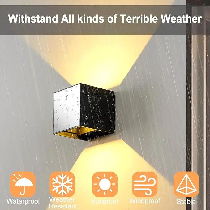 LANFU Indoor Cube Wall Light 10W COB 3000K Modern Up/Down Wall Sconce for Bedroom Living Room Staircase Lighting Fixture,1200 Lumen, Outside Wall Lights for House IP65 Waterproof Porch Lights by GreenHaven Gardens