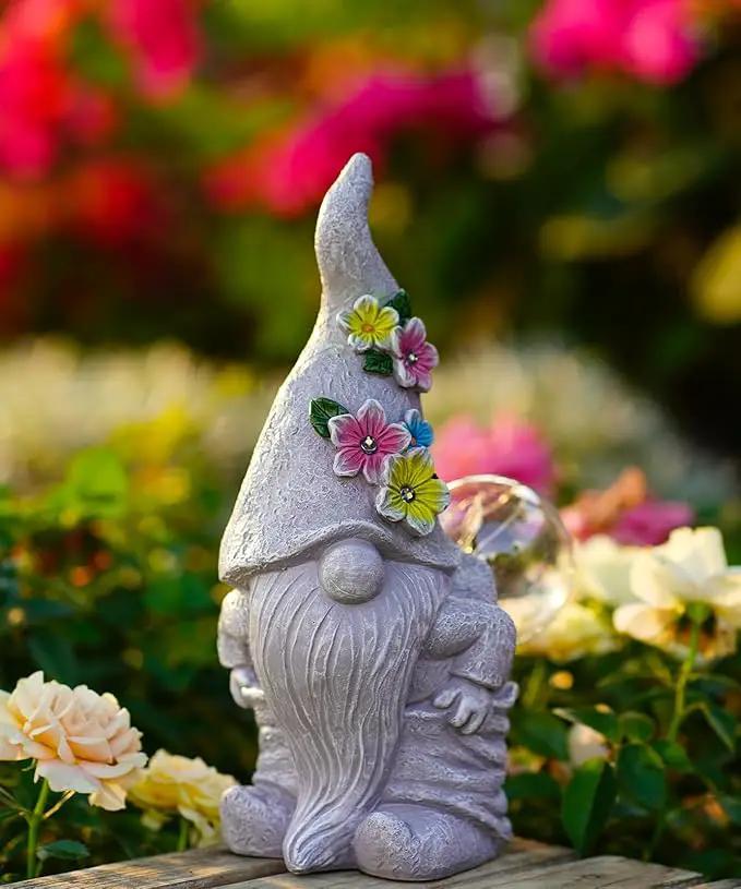 Nacome Solar Funny Gnome Statue for Garden: Outside Decor with Blow Bubbles Ball Lights Clearance for Yard Art Lawn Ornaments Porch Patio Balcony - Birthday Gifts for Grandma Mom Women by GreenHaven Gardens