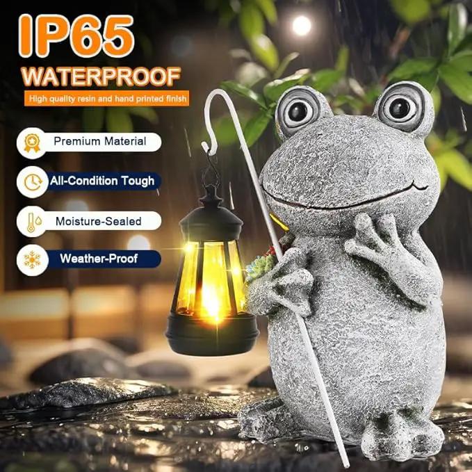 Frog Solar Garden Statues Garden, Resin Frog Figurine Decorations, Outdoor Frog Garden Decor Art for Lawn,Yard, Unique Housewarming Gift for Garden Home by GreenHaven Gardens