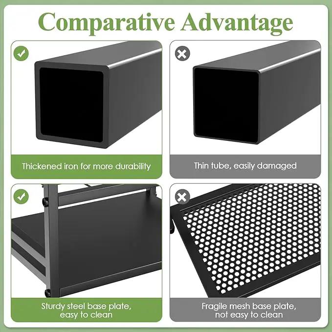 Garden Tool Organizer Rack for Garage, Yard Tool Tower Rack Organizer, Tools Stand Storage with Hooks Black Metal Garden Tools Holder for Yard Shed Garage Organization by GreenHaven Gardens