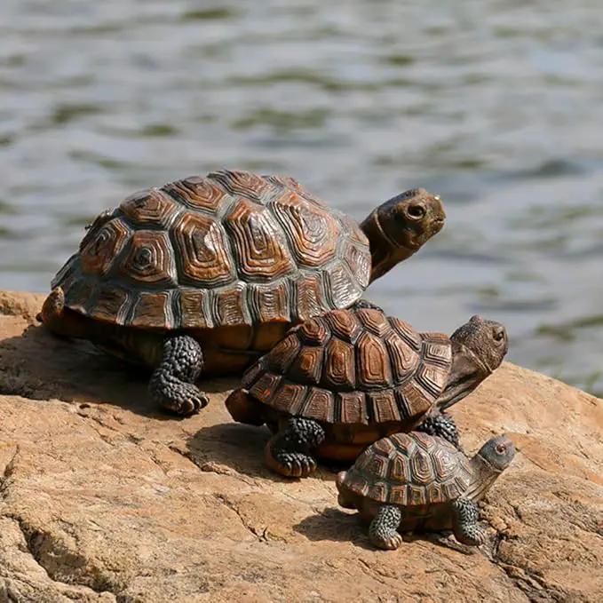 Danmu 1Pc of Polyresin Tortoise Statue Garden Statues, Outdoor Statues, Garden Ornaments, Yard Statue for Home and Fairy Garden Decor (M 7 4/5" x 5 1/2" x 3 9/10") by GreenHaven Gardens