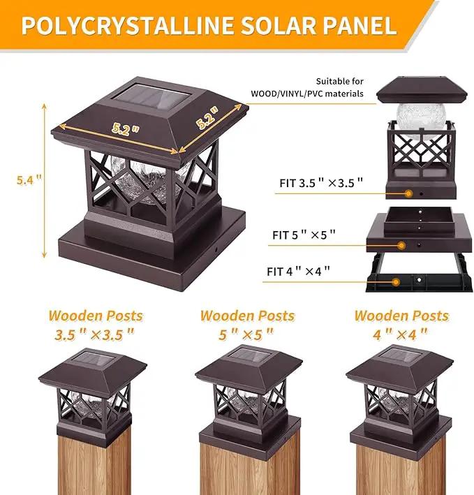 TWINSLUXES Fence Post Cap Light, LED Solar Lights for Deck Posts, Solar Post Caps Light Outdoor for 3.5x3.5/4x4/5x5 Posts, Wood or Vinyl Fence Deck Post, Warm Light (Brown) (8 Pack) by GreenHaven Gardens