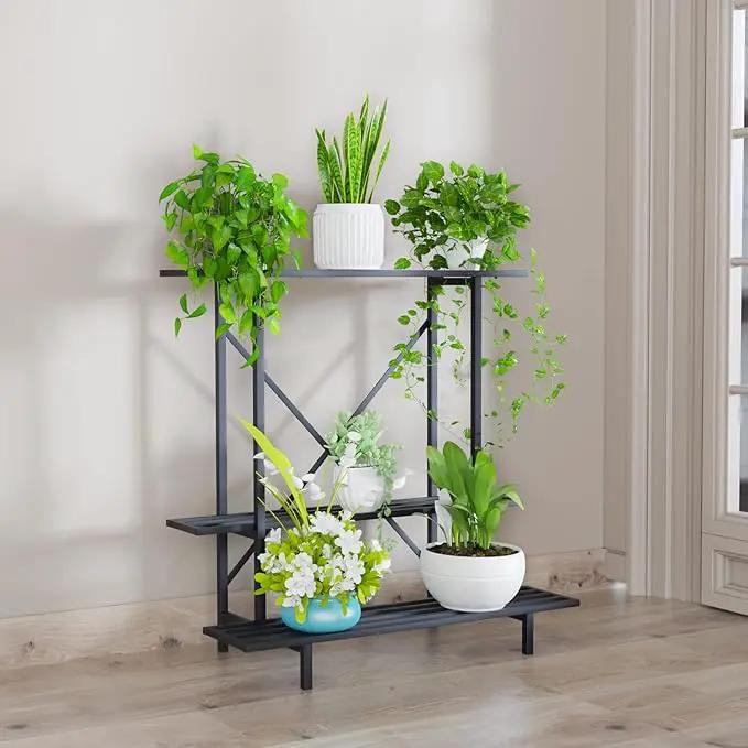 Zhongma 3 Tier Plant Stand Space-Saving Heavy Duty Plant Holder for Balcony, Home, Garden ,Metal Sturdy Plant Stand for Indoor and Outdoor by GreenHaven Gardens
