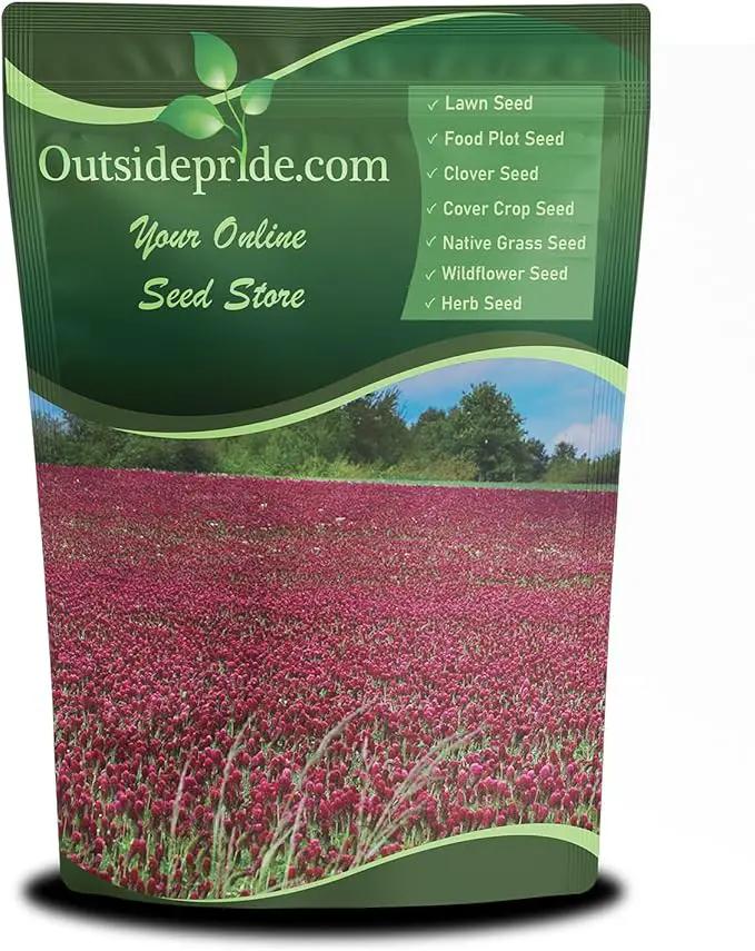 Outsidepride Crimson Clover Seeds - 2 lbs. Annual, Nitrocoated, & Inoculated Ground Cover Seeds, Ideal Clover Seed for Lawn, Cover Crop, Pasture, Hay, Green Manure & Wildlife Forage by GreenHaven Gardens