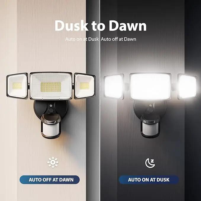 Onforu 75W LED Motion Sensor Outdoor Lights, Dusk to Dawn Flood Light Outdoor Motion Sensor, Hardwired Security Lights Floodlights Outside 7500LM 6500K Daylight IP65 Waterproof (Black) by GreenHaven Gardens