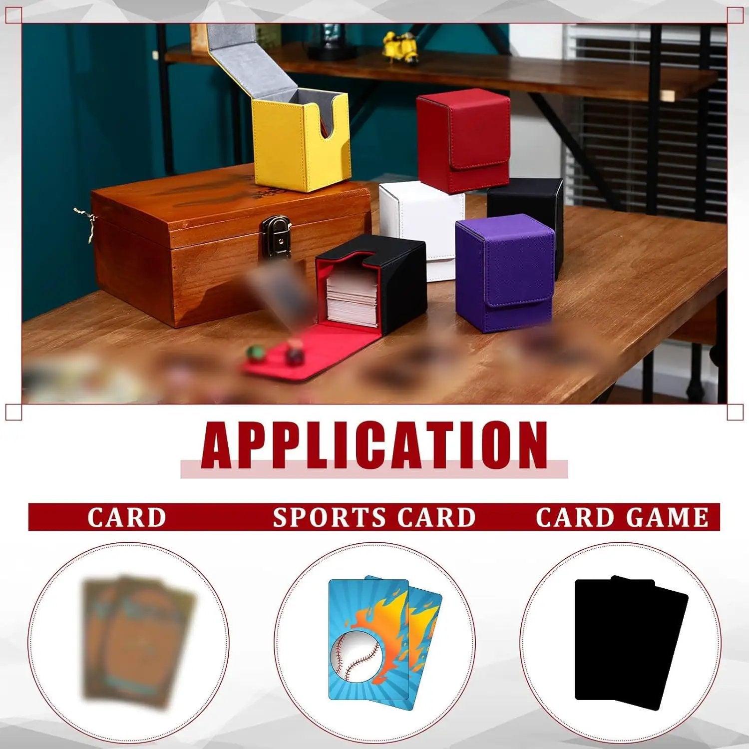 Yookeer 6 Pack Leather Deck Cases 100+ Card Deck Game Box Magnetic Playing Card Storage Box for 100 Plus Cards Compatible with Tcg(White,Black,Black Red,Red,Yellow,Purple,Vertical) by GreenHaven Gardens