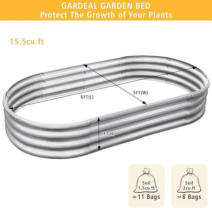 Garden 6x3x1ft Galvanized Raised Garden Bed Kit - Metal Planter Boxes for Vegetables/Herbs/Flowers, Heavy-Duty Steel Outdoor Garden Box with Reinforced Edges(6X3X1FT) by GreenHaven Gardens