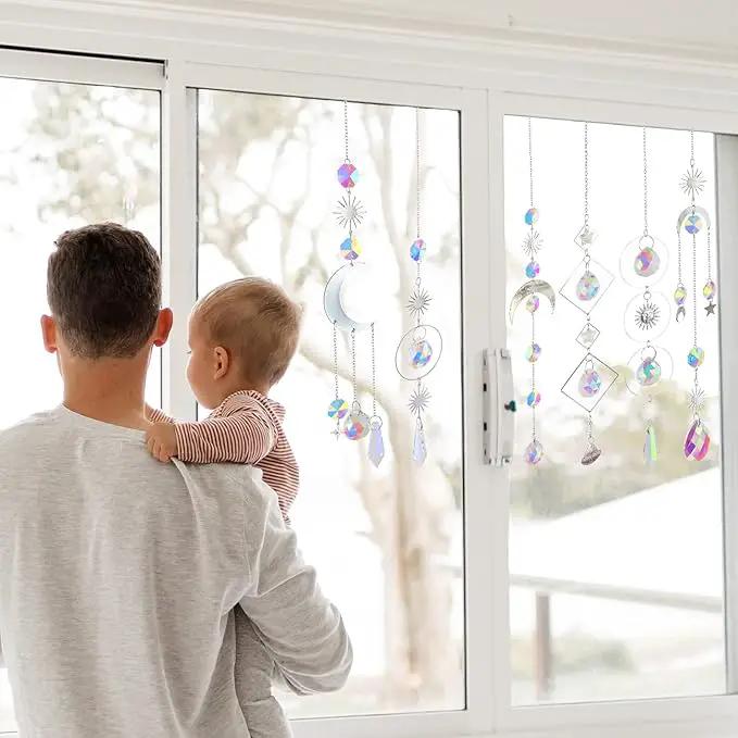 6Pieces Crystal Suncatchers for Window Hanging Sun Catcher with Chain Rainbow Maker Crystal Prisms Decor for Home Garden Party Wedding Ornament Gift Mother Daughter by GreenHaven Gardens