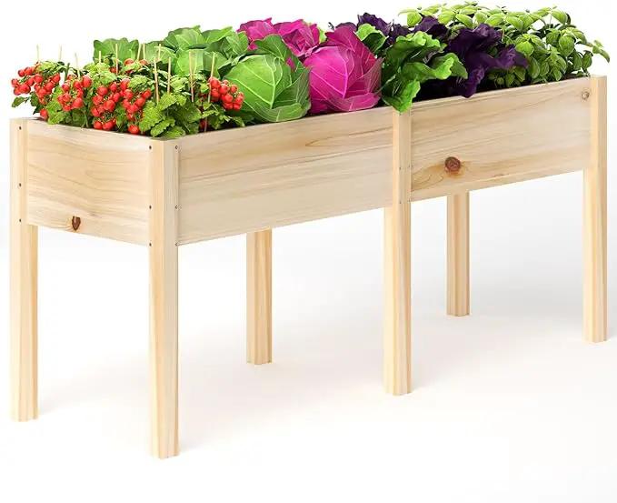 MIXC Wooden Raised Garden Bed with Legs, 72”L X 23”W, Elevated Reinforced Large Planter Box for Vegetable Flower Herb Outdoors by GreenHaven Gardens