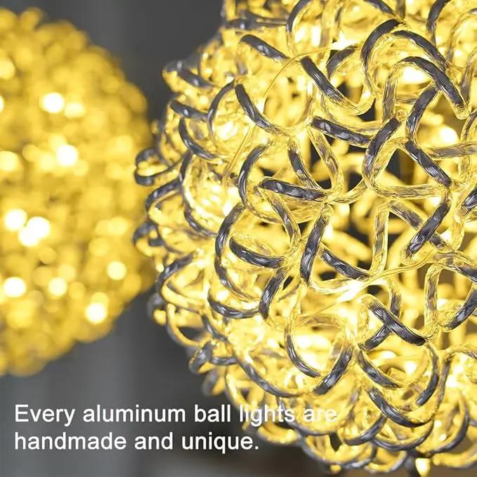 Lighted Magical Aluminum Balls Lights Hanging Tree Garden Lights, Silver Metal Balls LED Fairy Lights， Trees Garden Lights for Party Wedding Yard Garden Porch Patio Decoration by GreenHaven Gardens