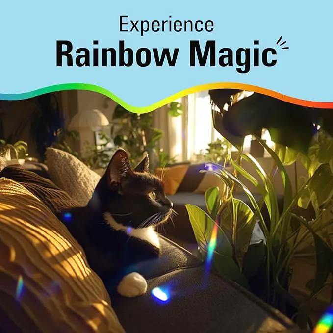 Kikkerland Solar Powered Rainbow Maker – Prism Suncatcher, Fun Home Window Decor – Unique Gift for Christmas & Birthdays – Double Crystal by GreenHaven Gardens
